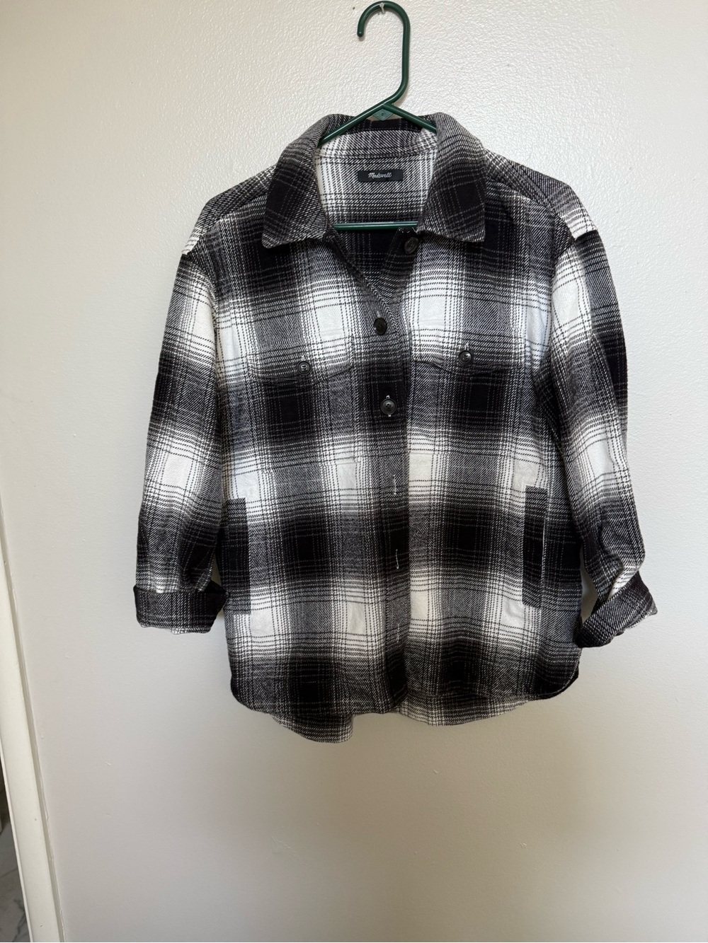 Madewell Black and White Plaid Button-Up Shacket